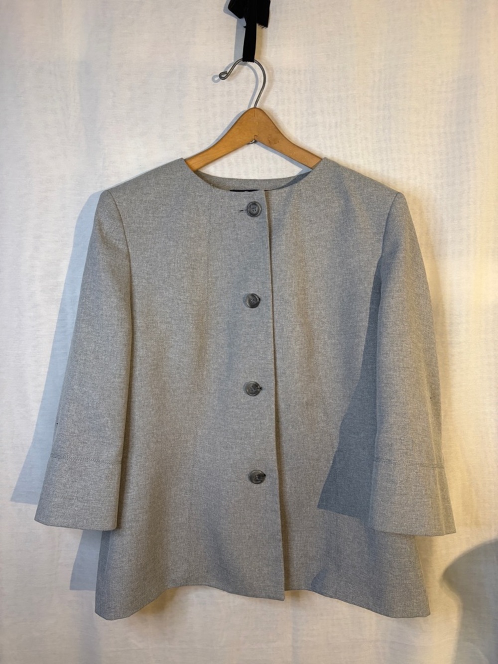 Evan-Picone Collarless Swing Blazer A-Line Suit Jacket Heather Grey Size 16